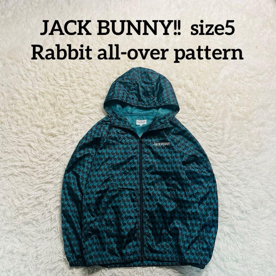 JACK BUNNY!! ラビット総柄千鳥 ナイロンジャケット 刺繍ロゴ 5 緑
