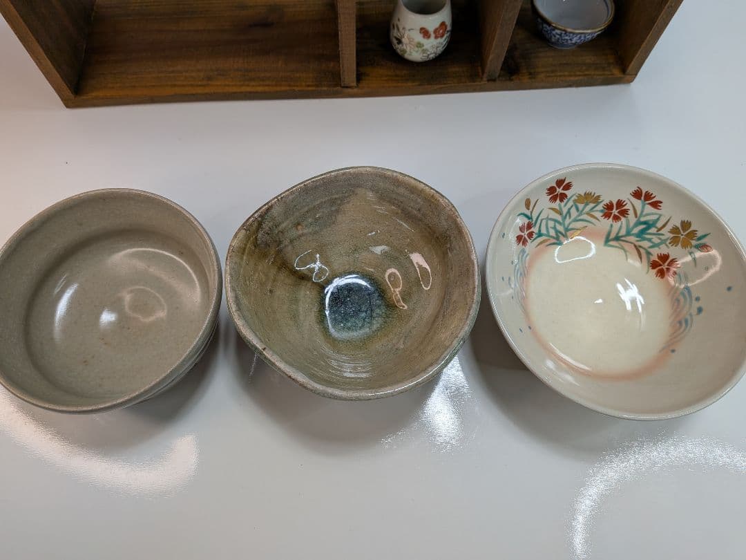 【 茶道具 】 抹茶茶碗／お猪口／急須／小鉢／木製ディスプレイ棚／オブジェ