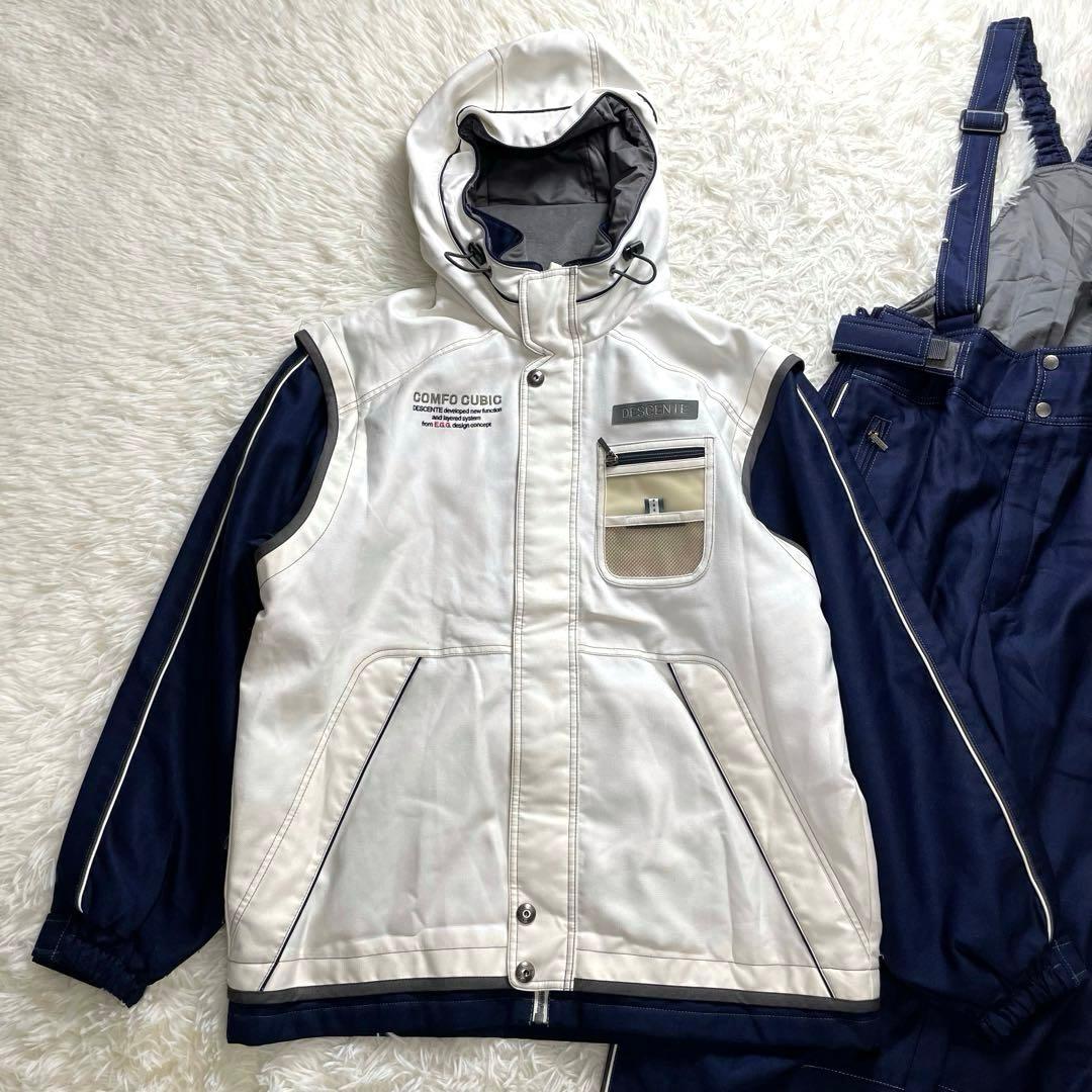 デサント スキーウェア セット 上下 メンズ L グレー 紺 ネイビー スノボ