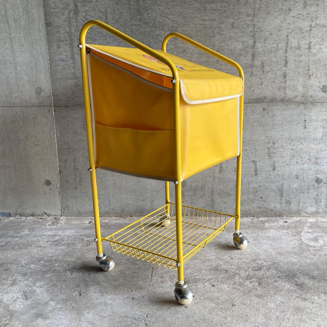 ウッドペッカー ワゴン カート ラック カゴ 収納 黄色 ポップ レア レトロ