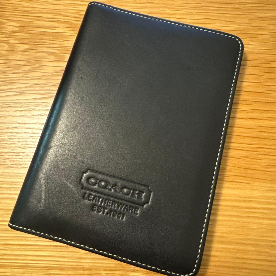 COACH 革　フォトアルバム　ブックカバー　黒