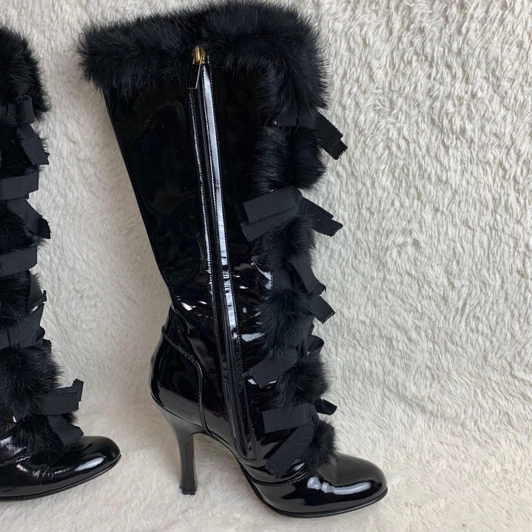 【定価30万】《超レア商品》ルイヴィトンリボンファーエナメルブーツ