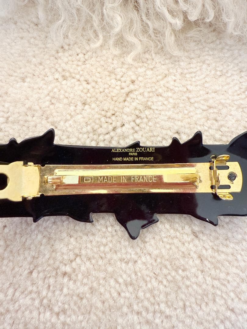 アレクサンドル ズアリ フラワー スワロフスキー バレッタ　ブラック