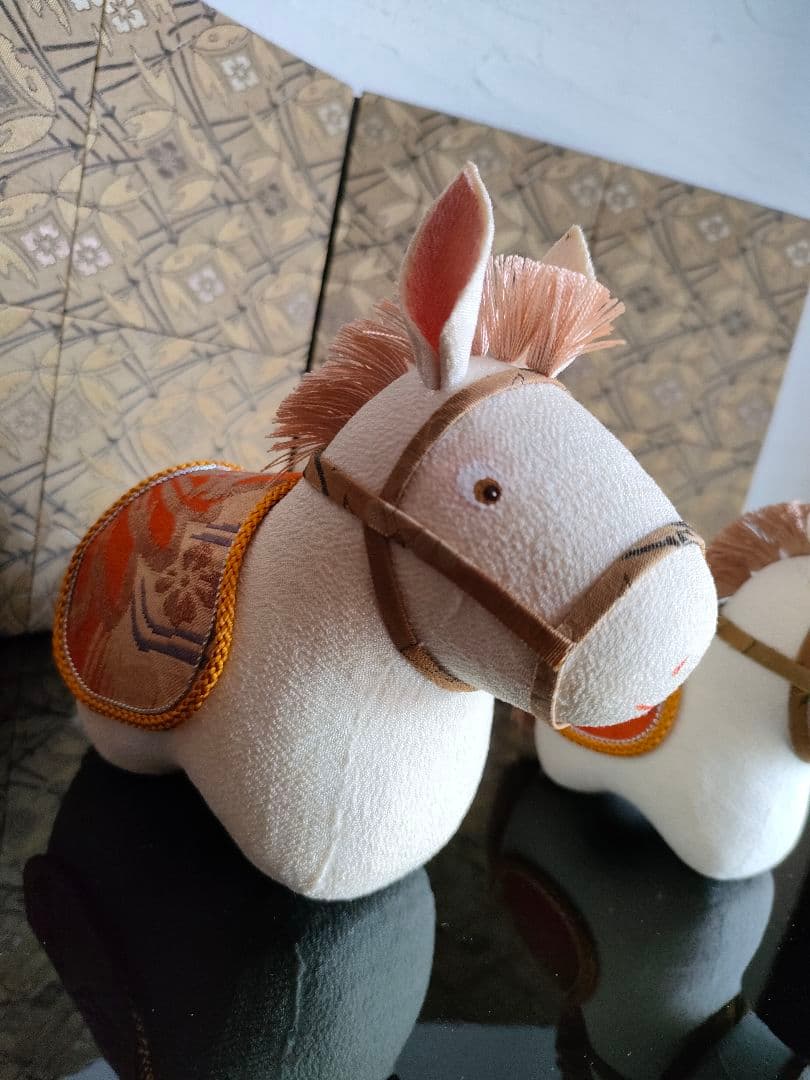 創作人形　午　干支　お正月飾り　縮緬　親子一点物