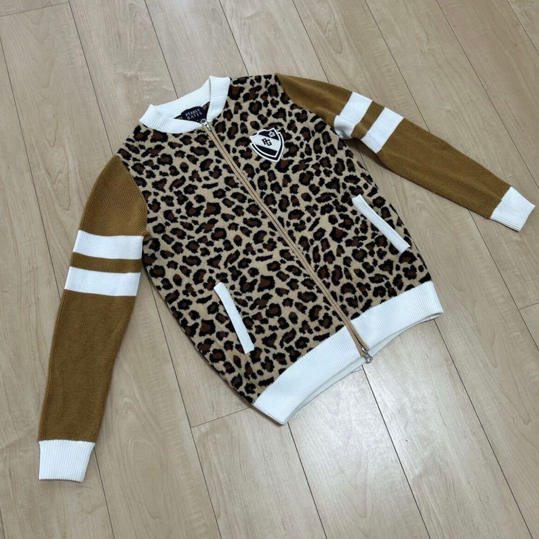 パーリーゲイツ　レオパード柄 ニット ダブルジップ　０サイズ　S アニマル柄