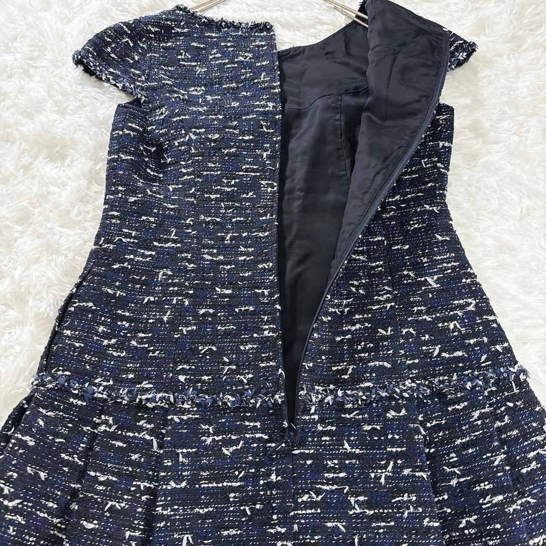 Rene ルネ TISSUE社 ツイードワンピース 近年モデル ネイビー 高級