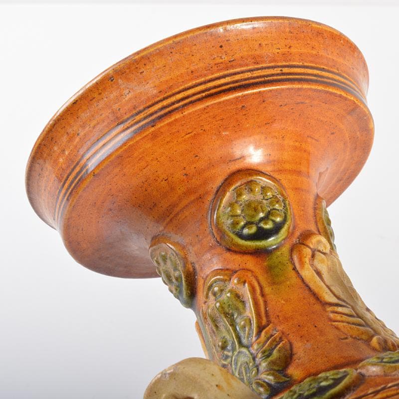 中国　唐三彩　四耳碗口瓶　高さ約29cm　V　R6419B