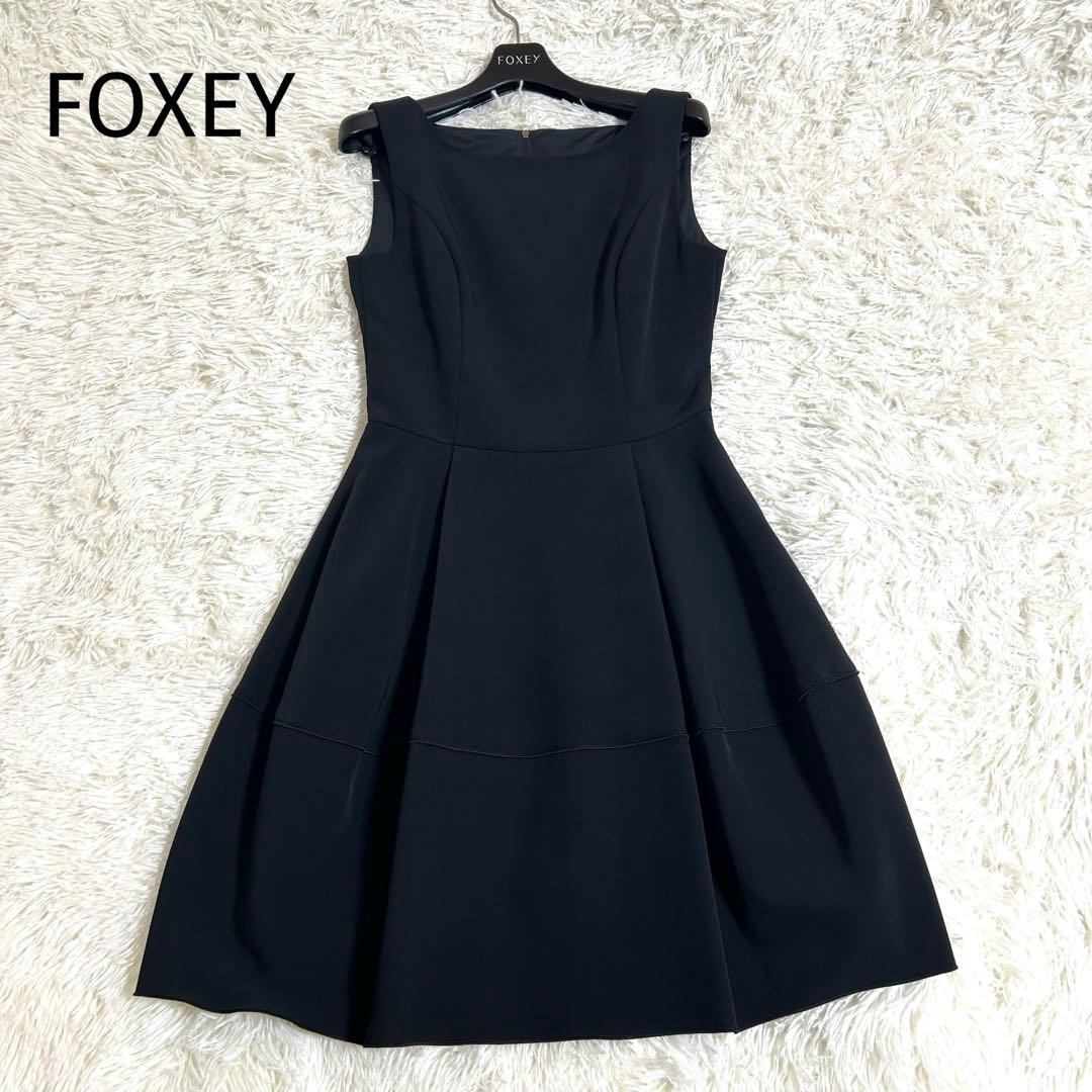 極美品✨春に◎定価6.7万 フォクシー ワンピース バロンドレス 38 黒