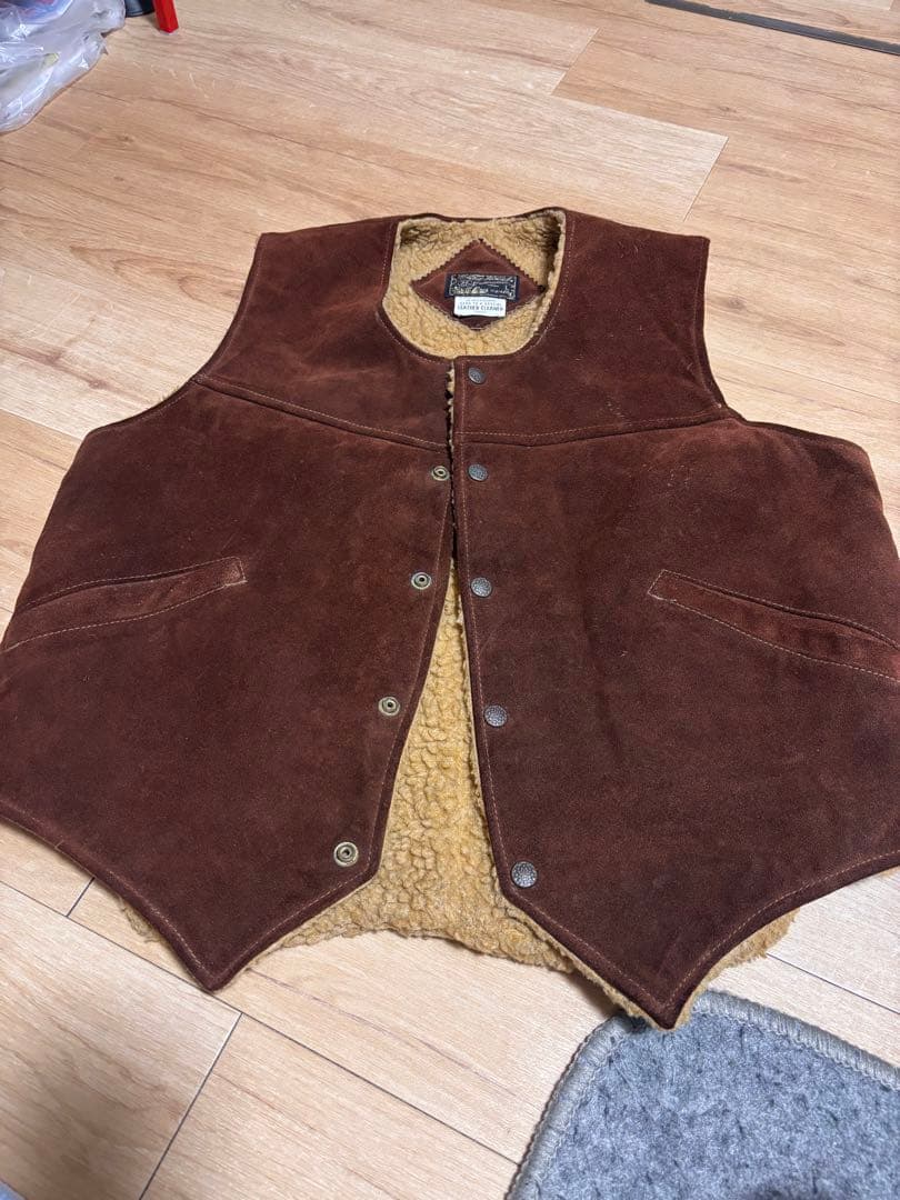70s〜80s USA製 スエード×ボア レザーベスト L Bill Bros