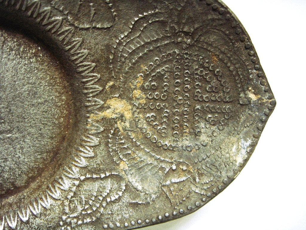 @624『中国美術 古錫 十字紋茶托 ５枚』/骨董品 古美術 古玩 アンティーク