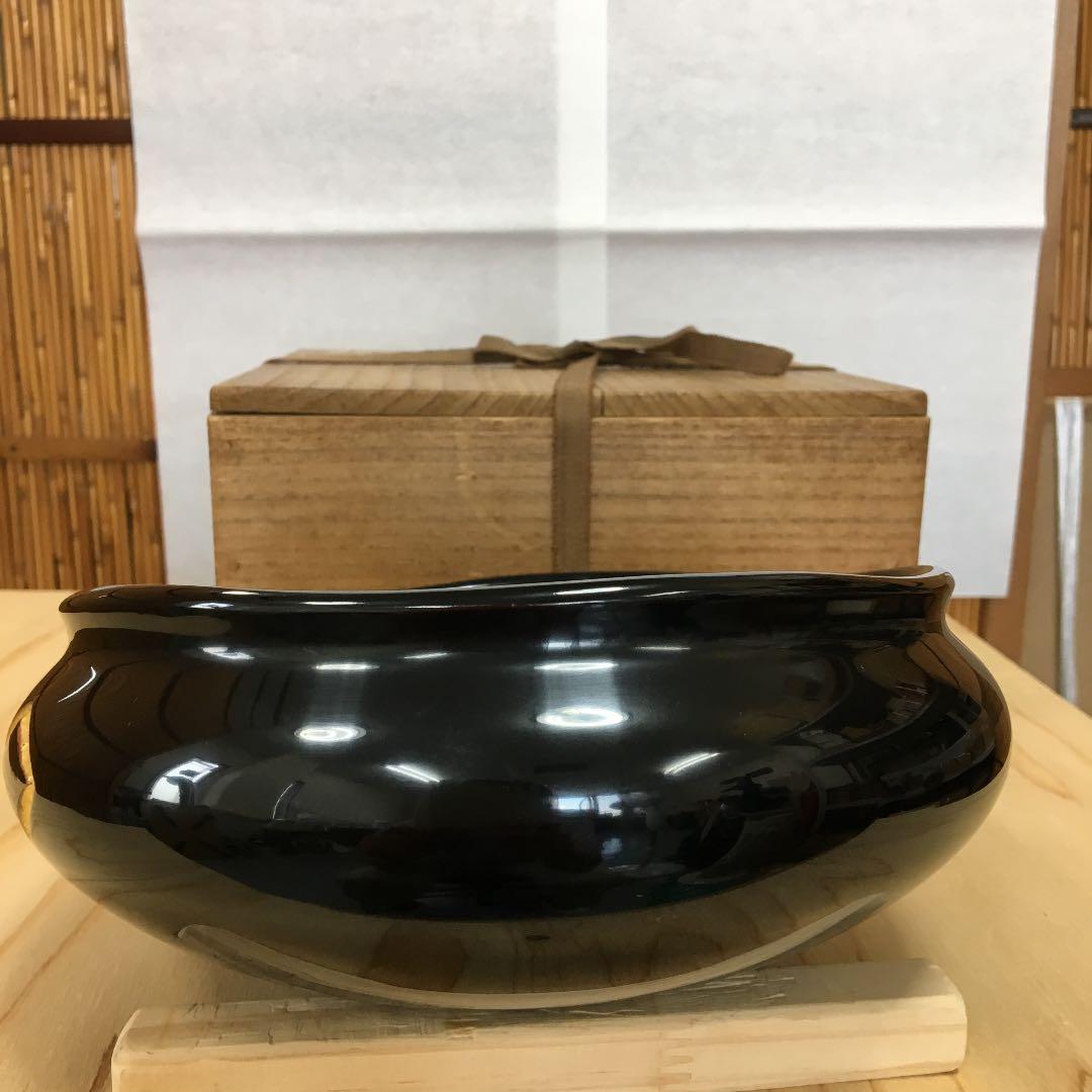 茶道具 灰器 不染斎 極 九谷焼 角ツナギ 灰器 共箱 Ｎ154HＩ