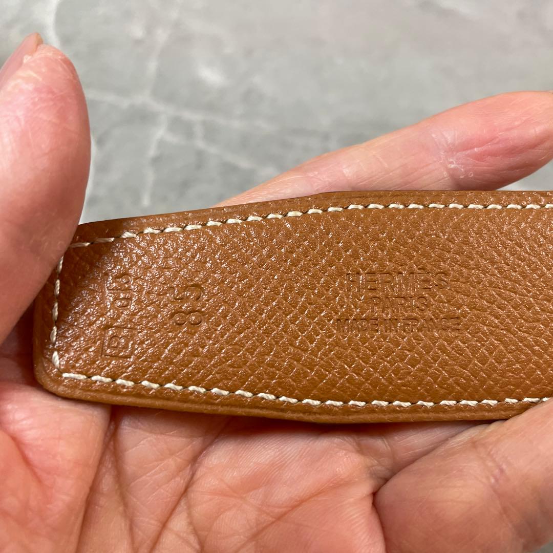 美品エルメスHERMES ベルト85リバーシブル　バックルシルバー