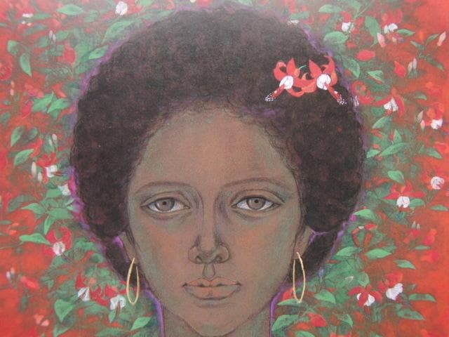 皆川千恵子、【女】、希少な額装用画集より、状態良好、新品額装付、日本人画家