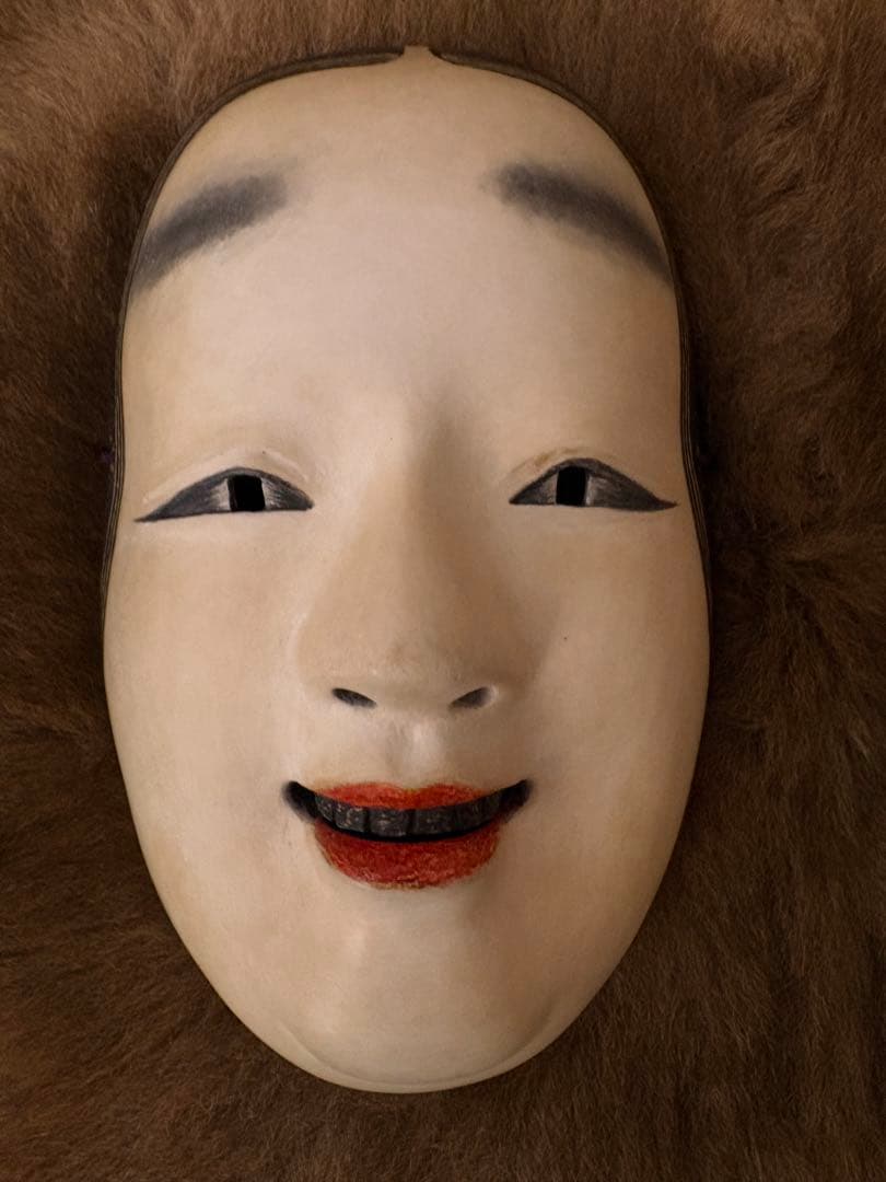 木製 能面 微笑み