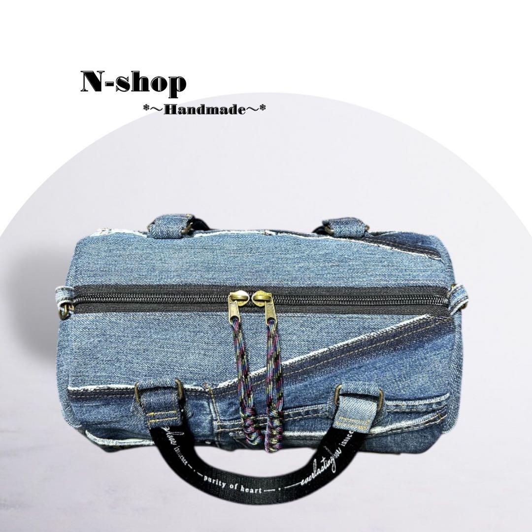 ☆デニムリメイク☆ボストンバッグ(レギュラーサイズ)❥ハンドメイド❥
