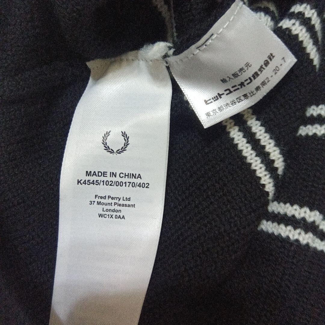 ほぼ新品　Fred Perry フレッドペリー　チェック　 ニット 黒　　L