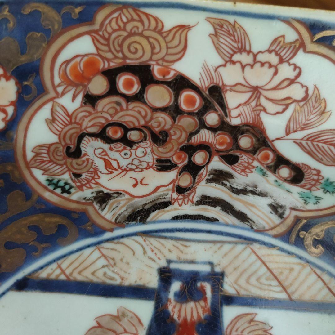 【ロースドルフ城】享保古伊万里色絵牡丹花獅子文八角大皿