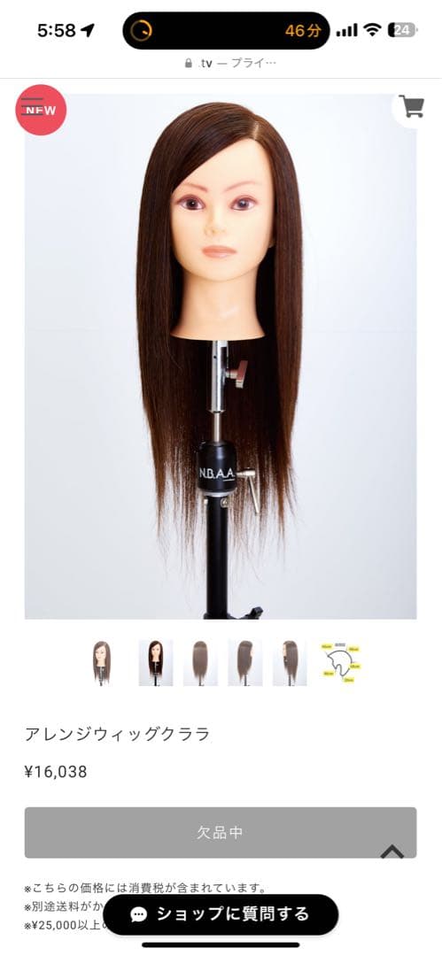 (人気)N.B.A.A アップウィッグ　アレンジウィッグ　クララ