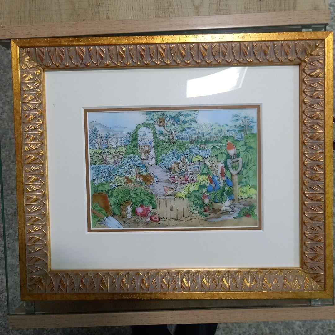 ピーターラビット風景の絵画（金色フレーム）