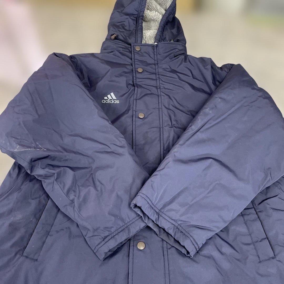 adidas アディダス ベンチコート フード付き Mサイズ ネイビー 小物格安