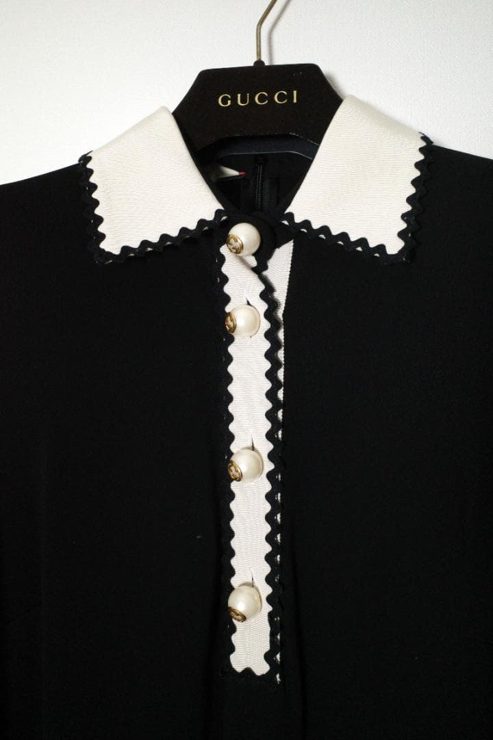 美品✨️Gucci グッチ 長袖　ジャージー　膝丈　ワンピース　XS