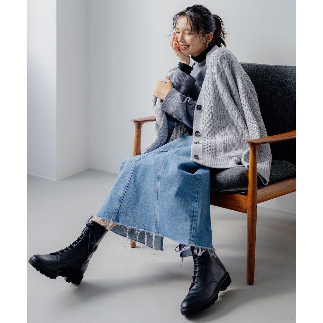 23区 ウールカシミヤ アランパターン カーディガン