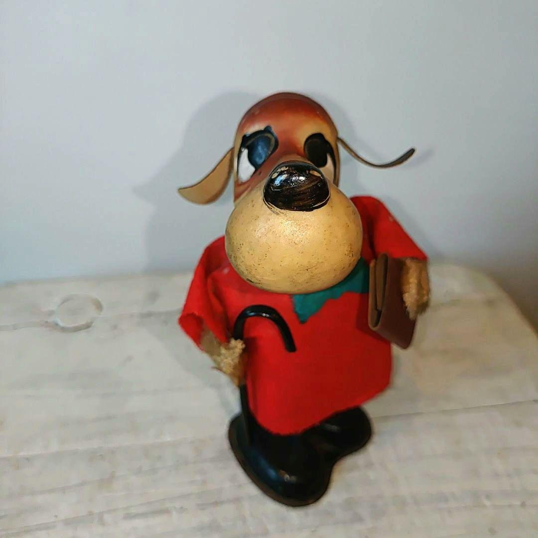 ヴィンテージ ブリキゼンマイ玩具 昭和レトロブリキ玩具赤い服の犬