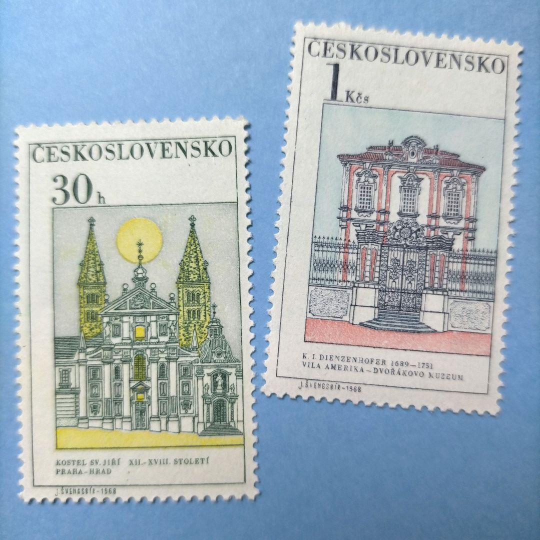 2800 外国切手 チェコスロバキア 1968年プラハ建物 5種 未使用