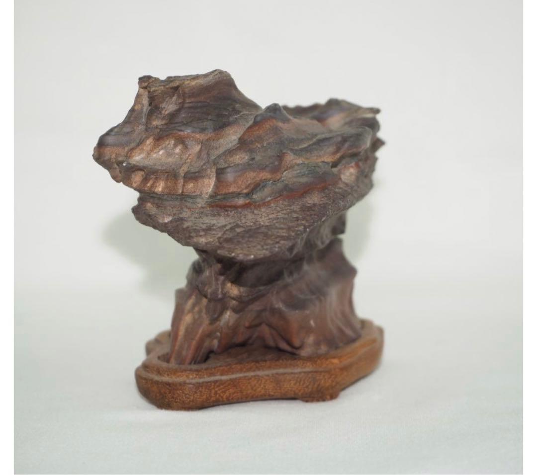 送料無料水石愛好家蔵品放出 山水石鑑賞石 天然石 盆石 奇石 茶道具置物　唐木台