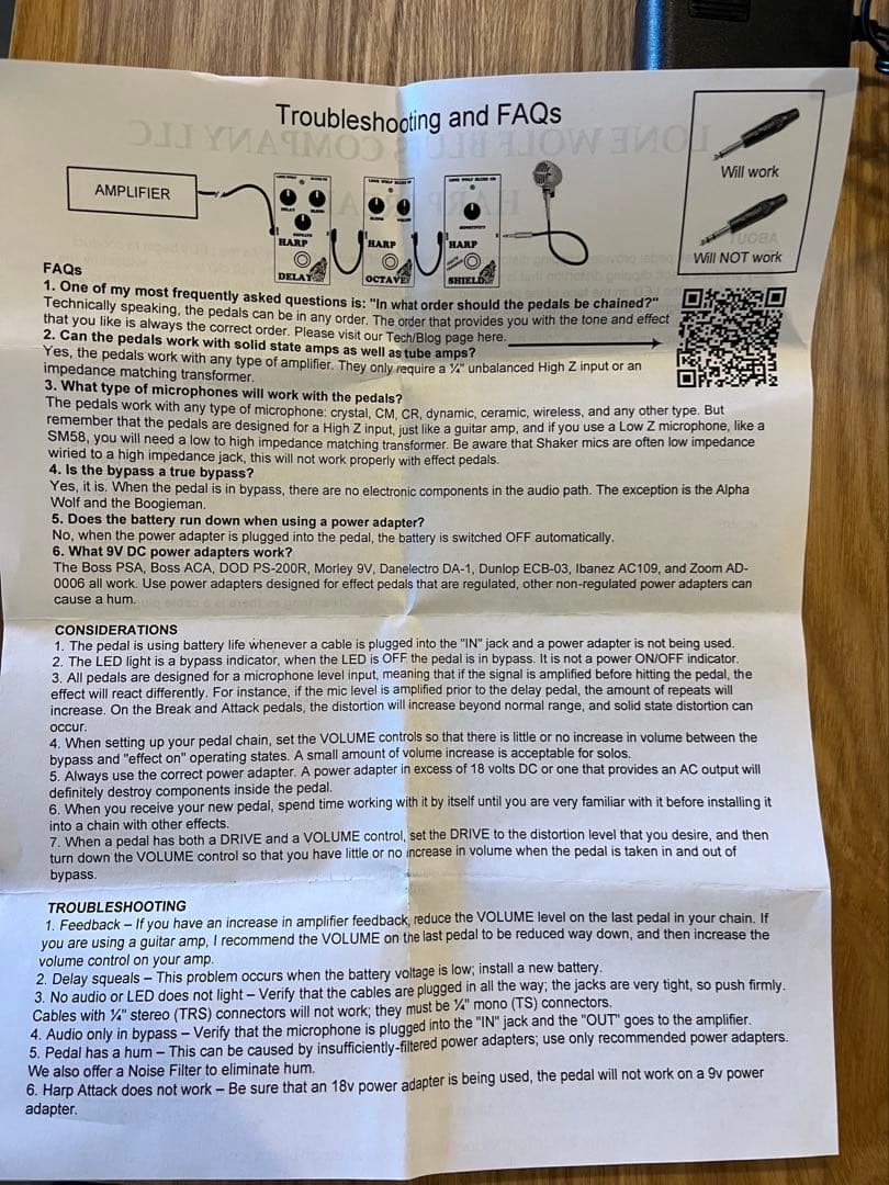 ローンウルフ　ハープブレイク(DC9Vアダプター付き)ブルースハープエフェクター