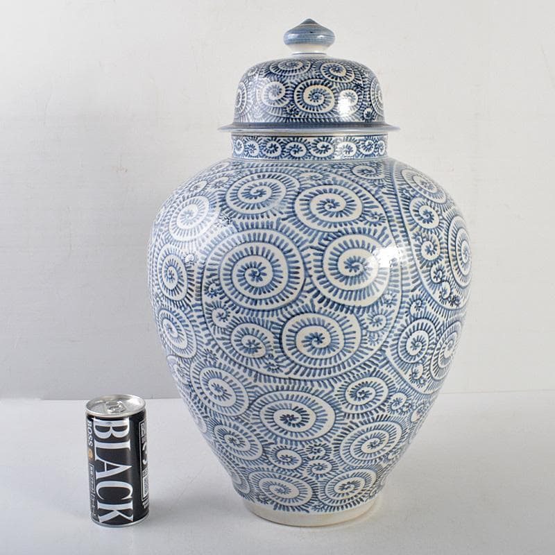 伊万里焼　古伊万里　染付　蛸唐草文　沈香壷　蓋物　飾壷　C　6047C