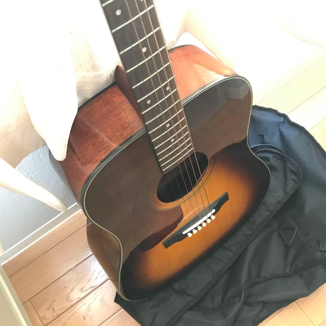 Morris アコースティックギター 左利き用 ブラウン ギターケース付き