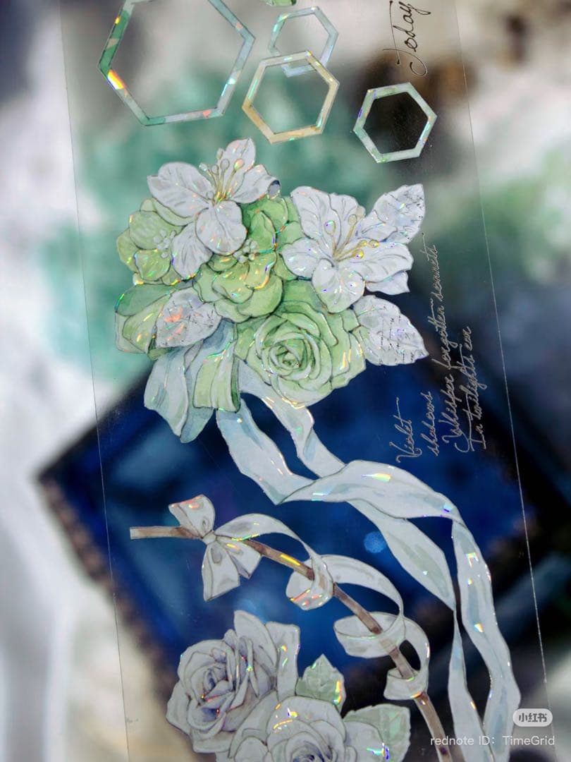 时间格子《茶玫手礼》海外マスキングテープ　マステ 【2385】