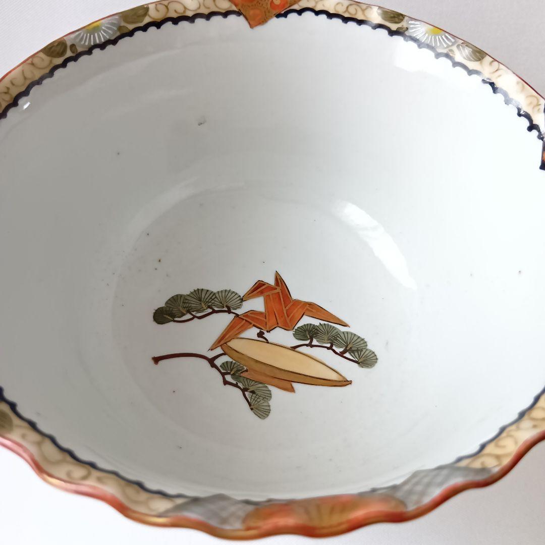 美品 九谷焼 盃洗 酒器 赤絵金彩 赤九谷 陶磁器 明治時代