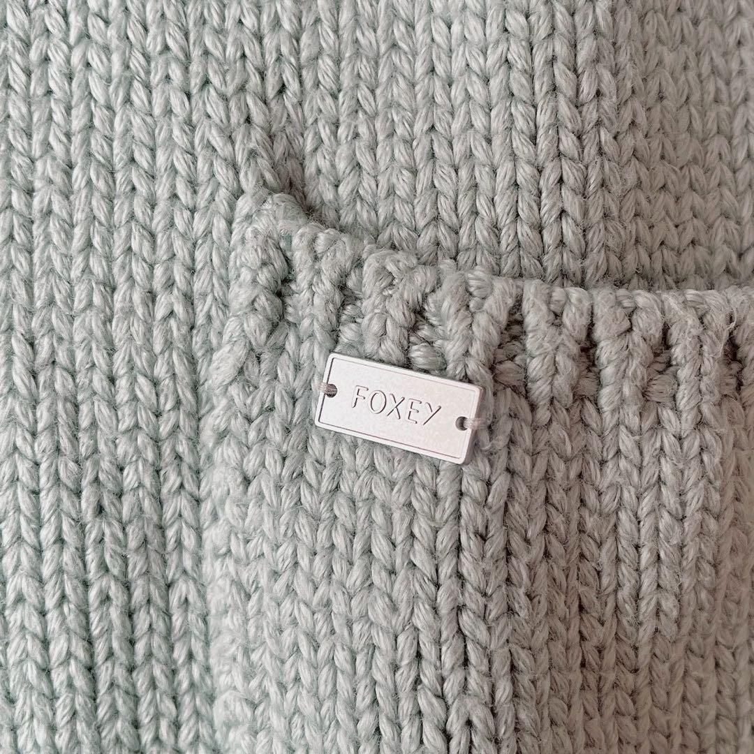 フォクシー ロングカーディガン フーディ ミントグリーンエンジェルヘアコットン