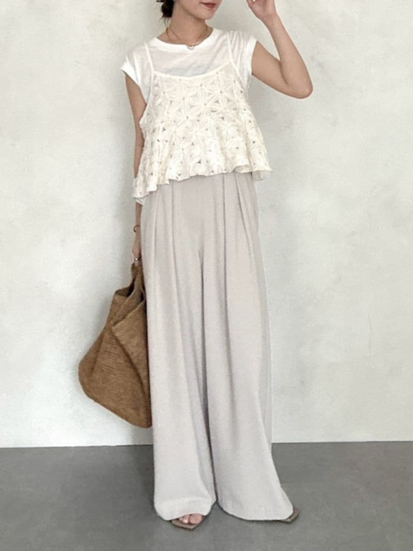 DouDou チュールフラワーキャミ