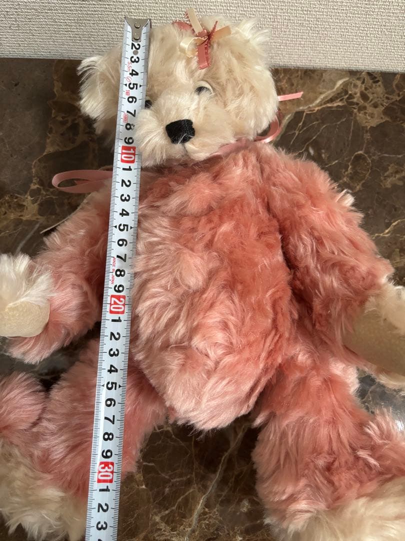 アメリカ90s 作家　ハンドメイド　30cm越え　テディベア　ピンク　ビッグ