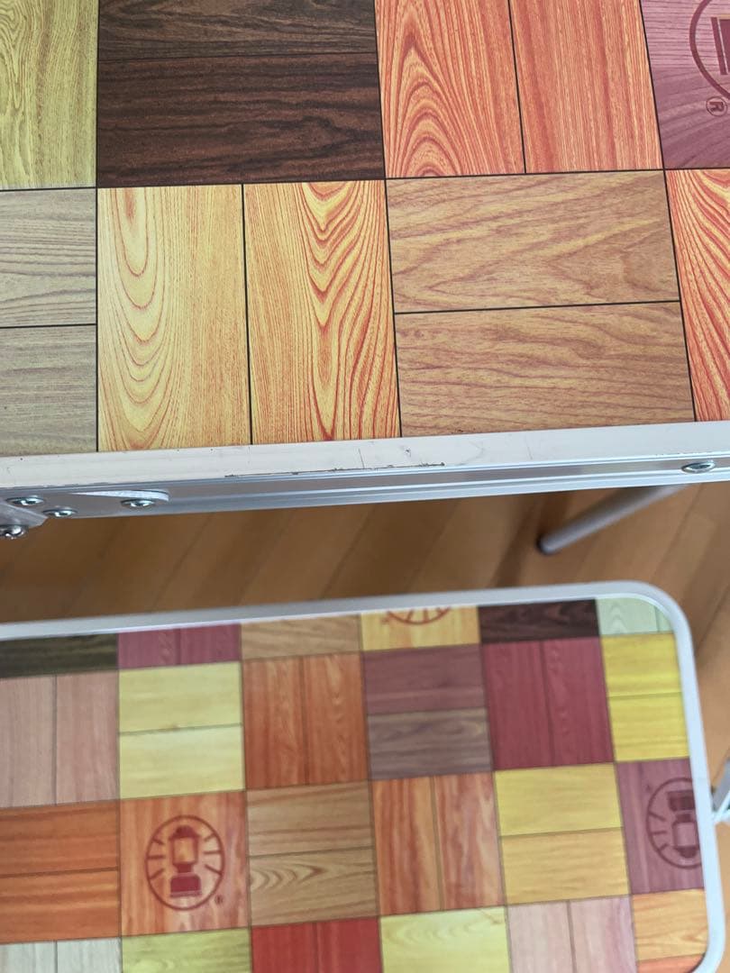 コールマン　カラフル木目調　モザイク　折りたたみテーブルセット