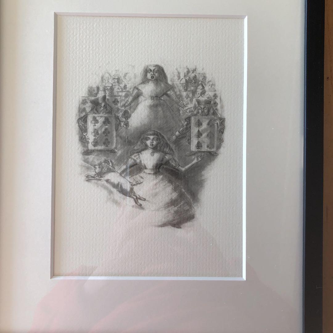 金子國義　版画　額装　不思議の国のアリス　女王とアリス