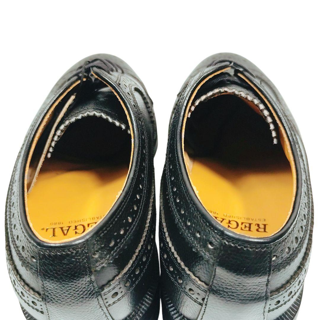 REGAL リーガル レースアップシューズ ウィングチップ シボ革 ブラック