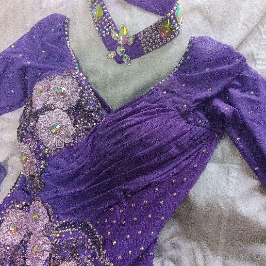紫の社交ダンススタンダードドレス　Lサイズ