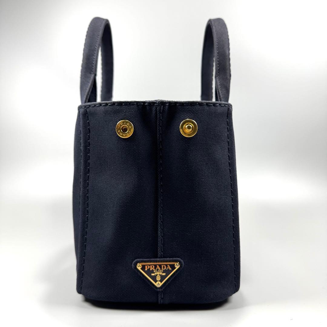 美品✨ PRADA プラダ カナパ S ネイビー ハンドバッグ キャンバス