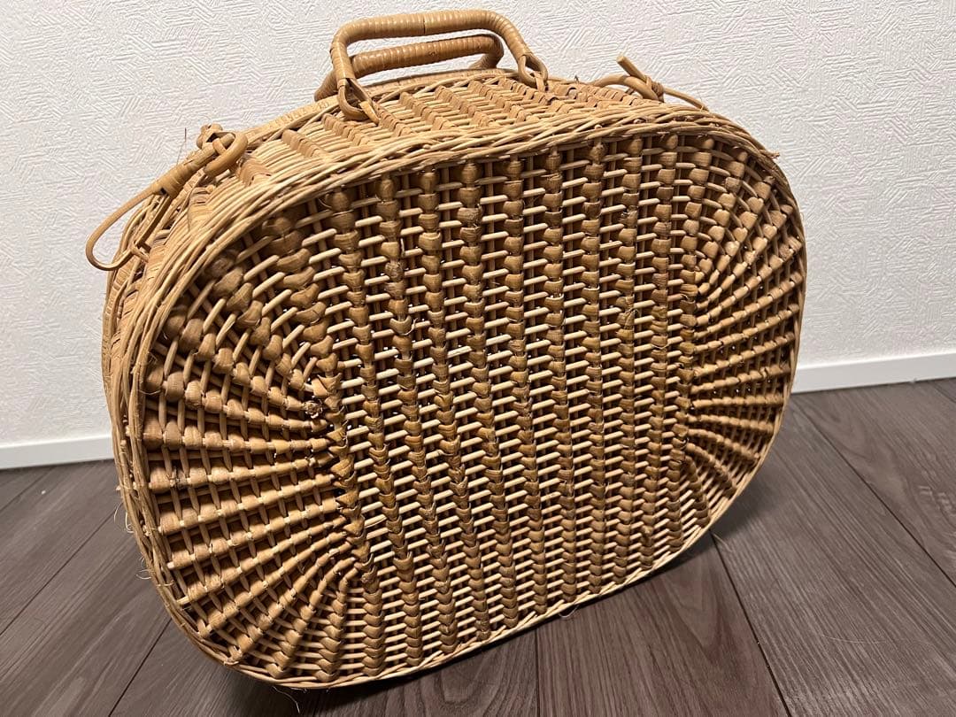 アンティーク　ピクニックトランク　レトロ　ピクニックバスケット ラタン