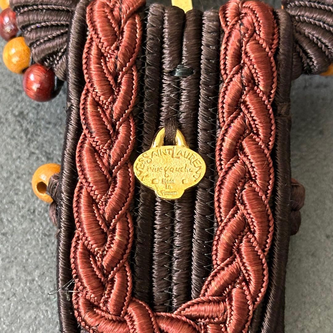 超希少✨イヴ・サンローラン　リヴ・ゴーシュ　ヴィンテージ　織ベルト　ブラウン