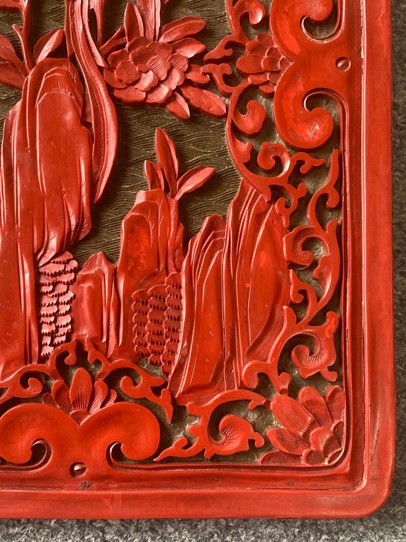 ジャンク品 堆朱？ 壁掛け 詳細不明