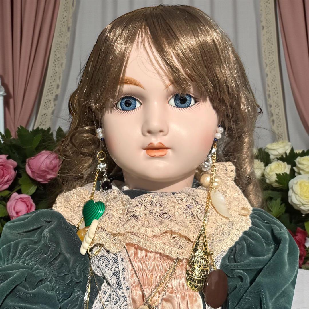 焼きみかん ビスクドール アーテー グリーン ピンク ロングドレス ボネ