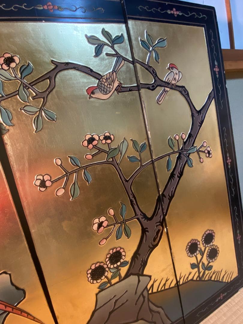 2802❣️ 中国　金屏風　アンティーク