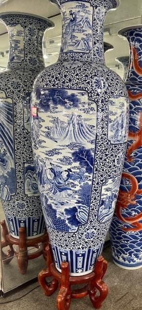 青白陶器花瓶 約1.5m