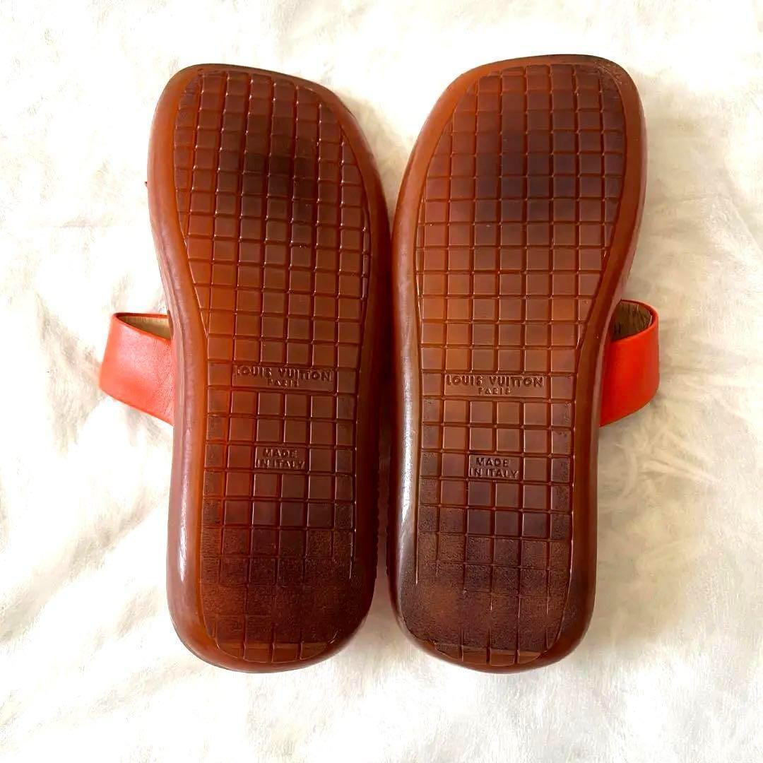 LOUIS VUITTON 美品✨オレンジ レザー トングサンダル 22.5cm