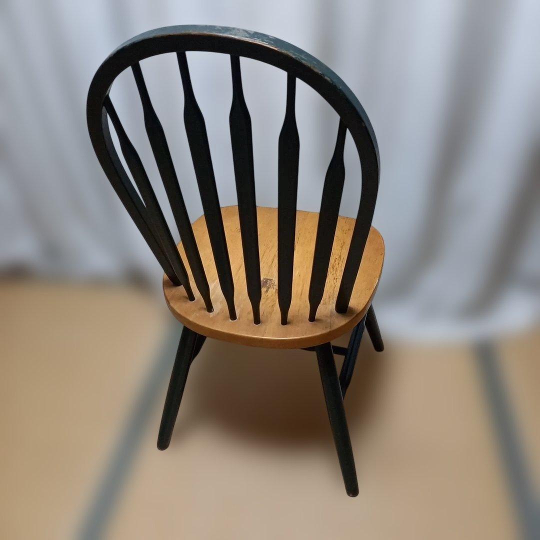 レトロスピンドルチェア 木製 緑と木目